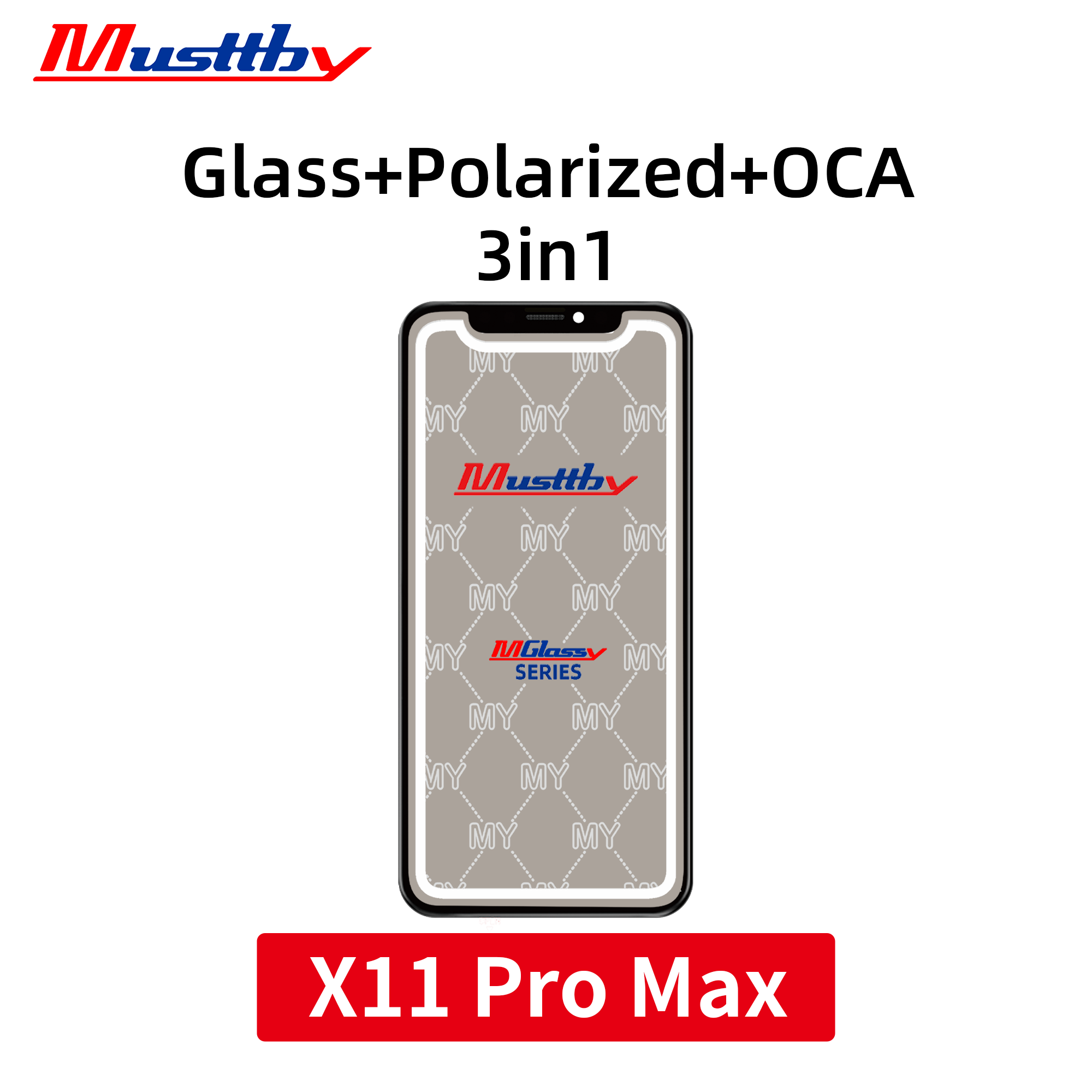 Стекло для переклейки iPhone 11 Pro Max + OCA + Polarized film Musttby MyGlass 1:1