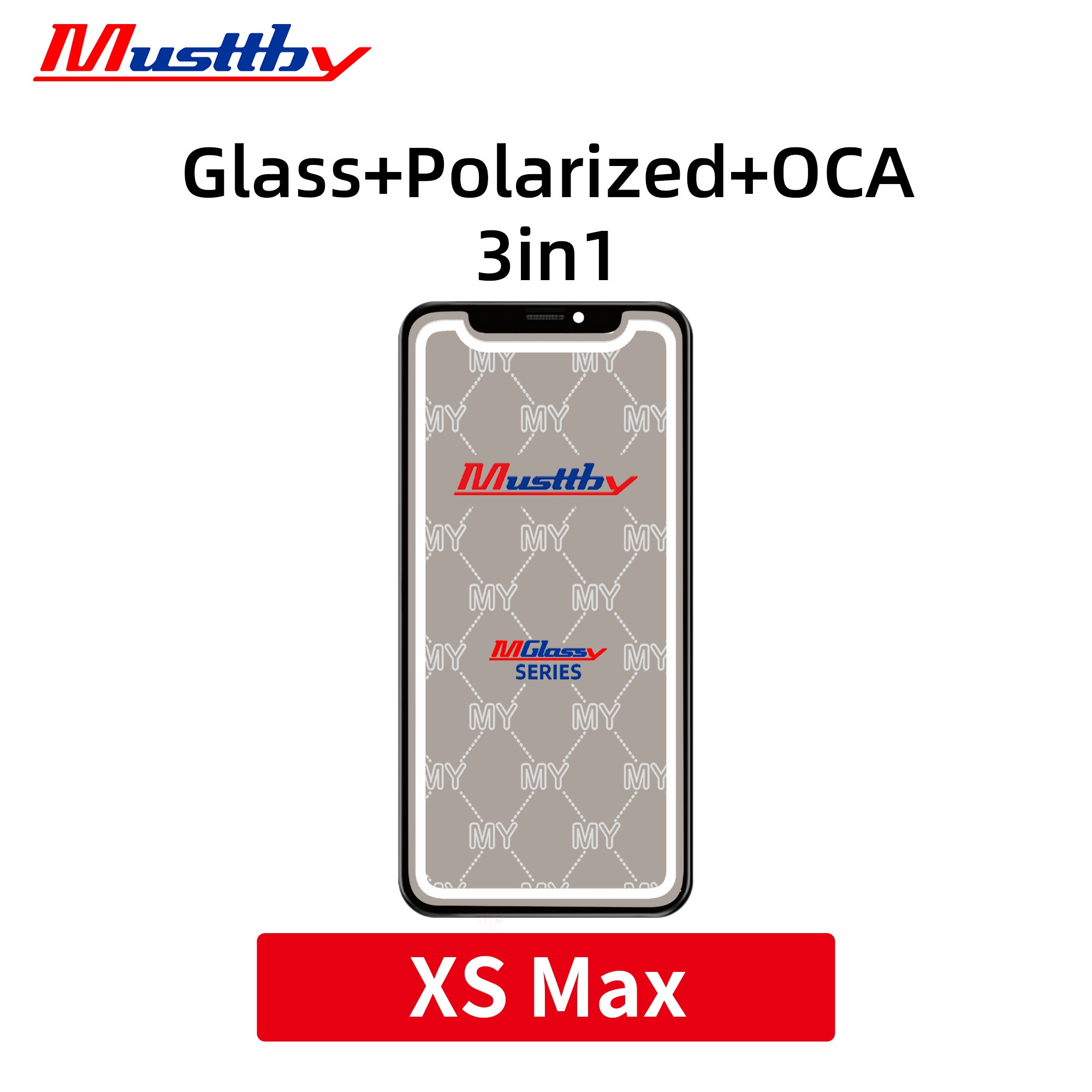 Стекло для переклейки iPhone  XS Max + ОСА + Polarized film Musttby MyGlass 1:1