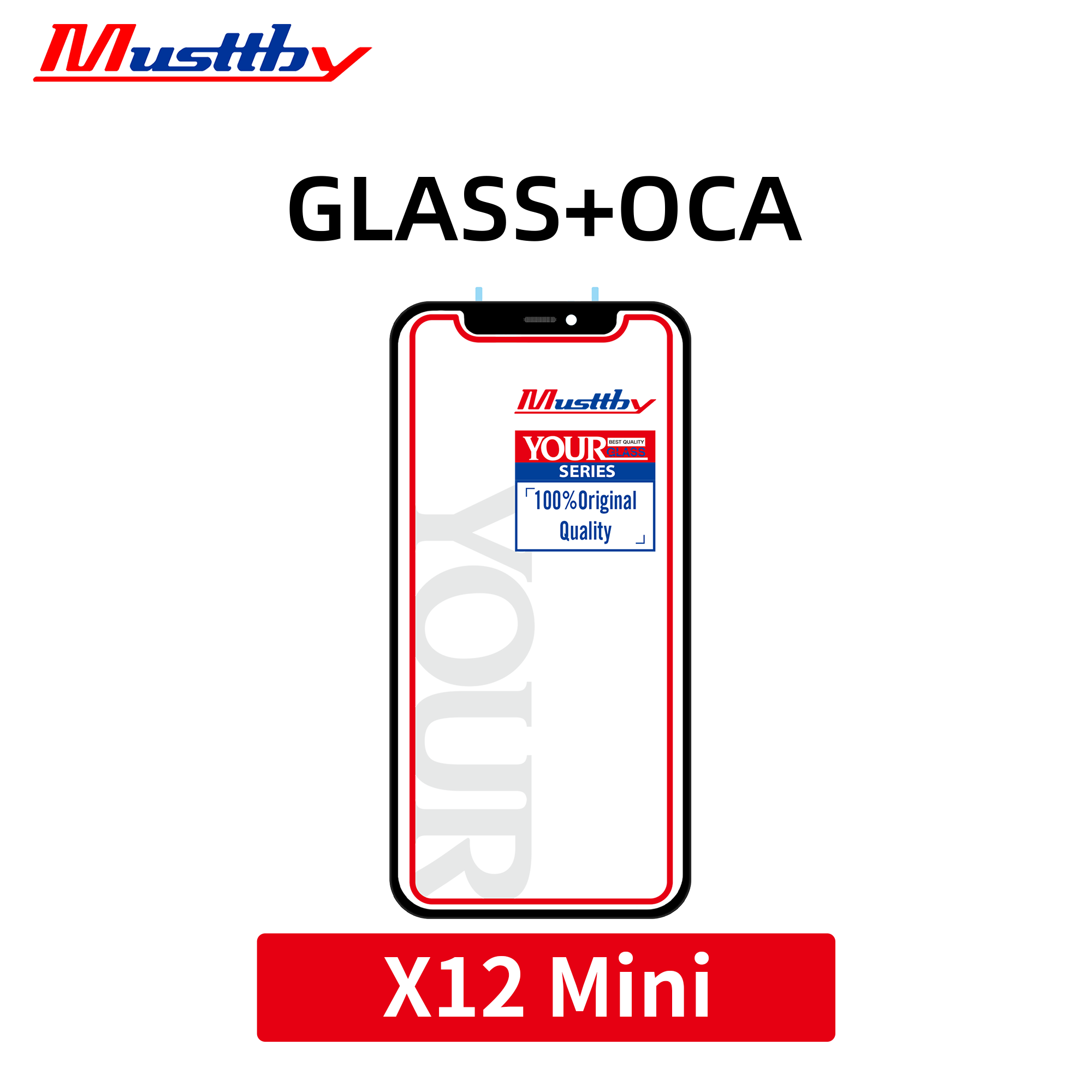 Стекло для переклейки iPhone 12 mini + OCA Musttby YourGlass Original